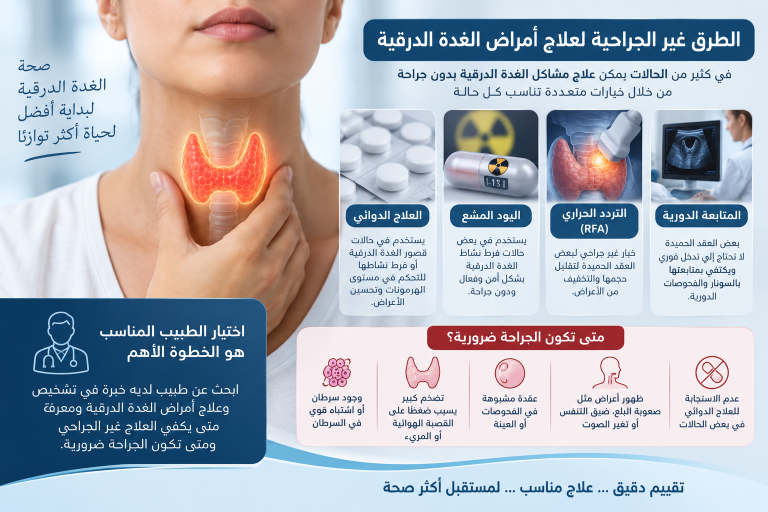 ماهى الطرق غير الجراحية لعلاج امراض الغدة الدرقية